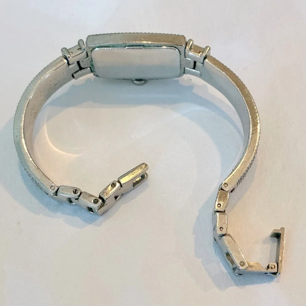 Vintage Anne Klein Marcasite Bracelet Watch Mother of Pearl